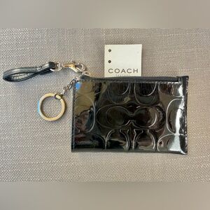 Coach Patent Leather Bag Charm Card Case,  Cles Keychain